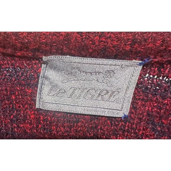 Vintage Le Tigre Sweater Mens Large Red Knit Pullover USA Preppy 90s Red Acrylic - Picture 2 of 7